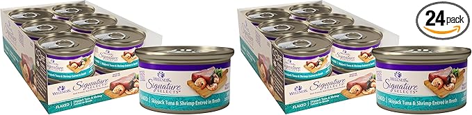 Wellness CORE Signature Selects Flaked Adult Wet Cat Food,Natural,Protein-Rich,Grain Free,2.8 Ounce (Skipjack Tuna & Shrimp),(Pack of 24)