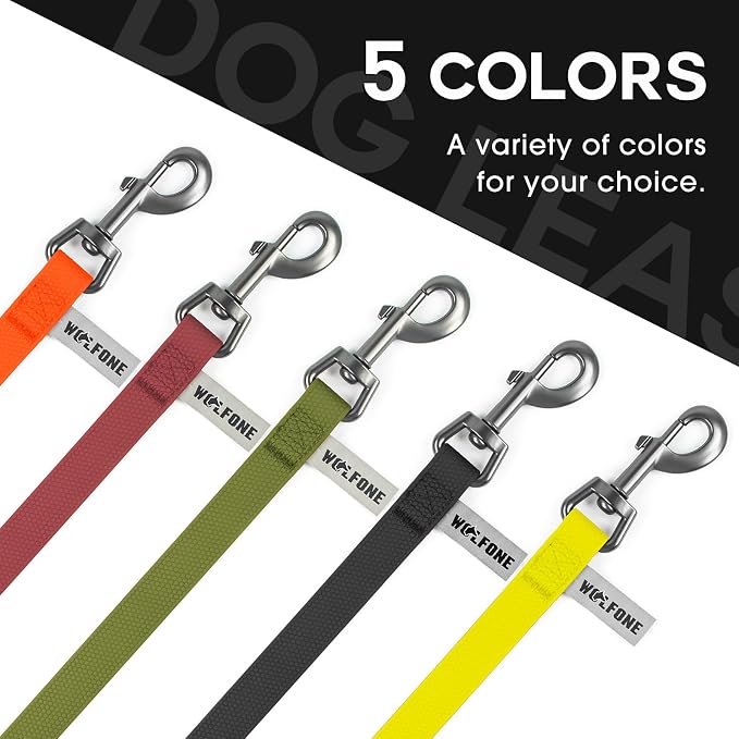 Wolfone 50ft Black Heavy Duty Robust Training Dog Leash with Anti-Slip Handle，Waterproof Long Dog Leash for Outdoor Activities