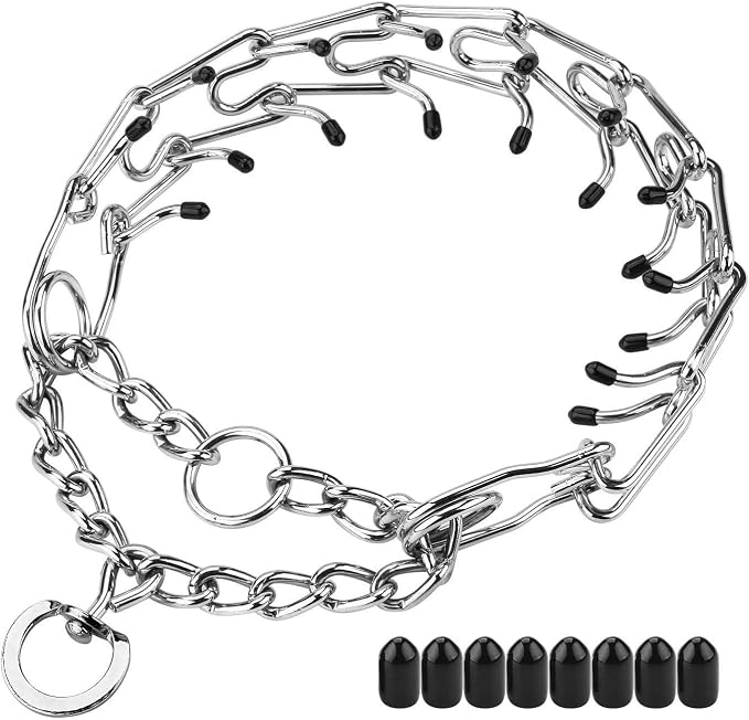Prong Collars for Dogs, No Pull Dog Collar, Dog Training Collar for Small Dogs, Stainless Steel Adjustable with Comfort Rubber Tips (Small, 2.5mm, 15.6-Inch)