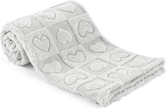 gogobunny Large Pet Blanket for Dogs Cats, Ultra Soft 300GSM Coral Fleece Washable Furniture Protector for Couch Bed Car Seat, Calming Crate Mat Blanket for Large Breeds, Light Grey, 60x80IN