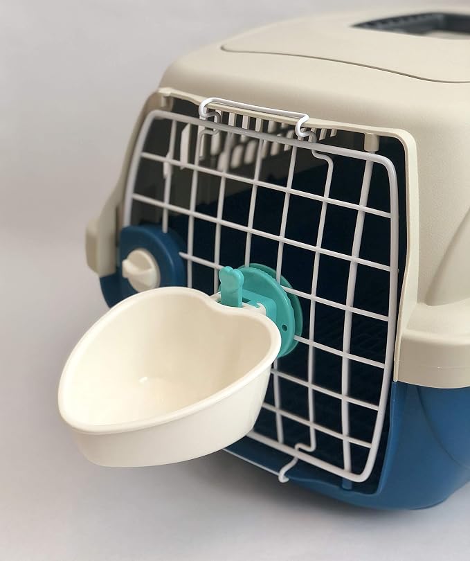 Choco Nose Patented Removable Heart Shaped Food Bowl for Dogs/Puppies/Rabbits/Cats/Guinea Pigs/Chinchillas/Birds -Water Dish for Small Pets or Animals - for Wire Cages or Crates 8 oz, Aqua (C607)