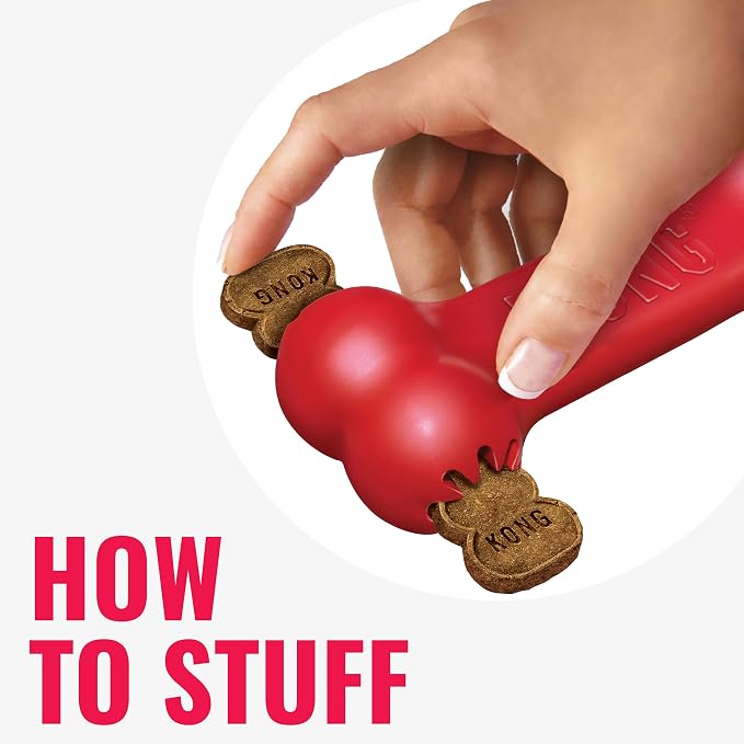 KONG Goodie Bone - Classic Durable Natural Rubber Dog Bone, Supports Mental Engagement - Treat Dispensing - Red - for Large Dogs