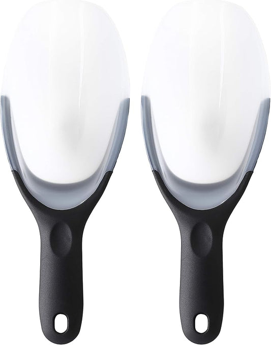 Spring Chef Magnetic Ice Scoop for Ice Machine - Durable BPA-Free Flexi-Plastic Kitchen Scoops with Soft Grip Handle - Popcorn Scooper - Dishwasher Safe Food Scooper - Set of 2 - Black