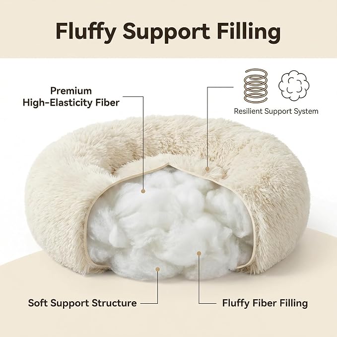 Guinea Pig Bed 11.8 Inch for Small Animal，Washable Small Animal Beds，Hideout Soft & Comfortable Donut Bed for Dwarf Rabbits/Hamster/Hedgehog/Ferrets,Beige