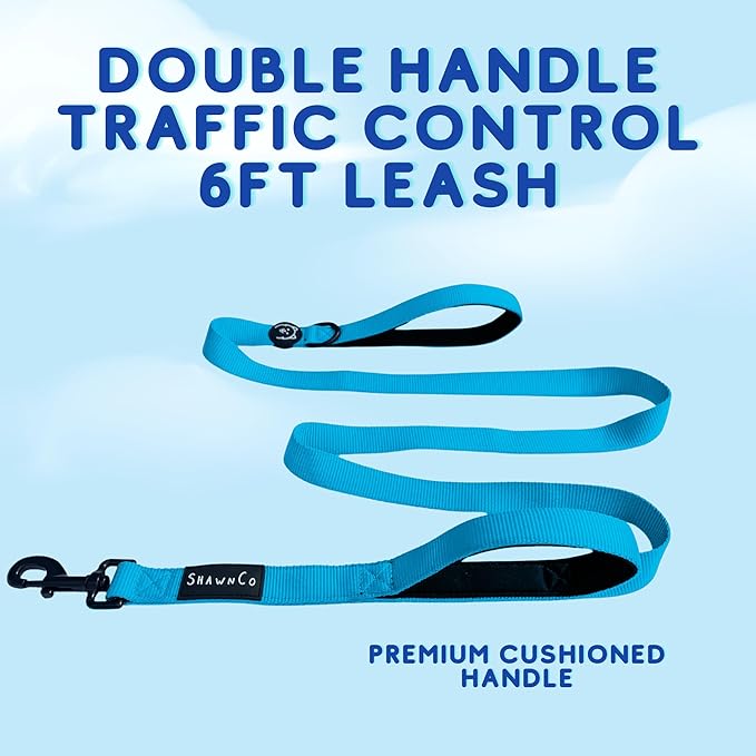 ShawnCo Dream Walk Dog Leash- Premium, Nylon Pet Leash with Soft Neoprene Handle for Small, Medium and Large Dogs (Wolf Moon, M/L 6FT w/ 2 Handles)