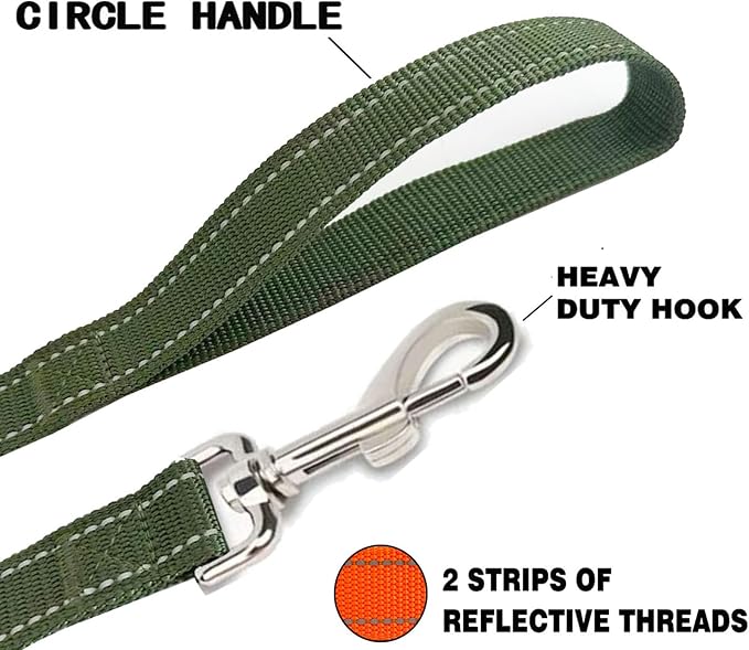 Reflective Dog Leash 7Ft /8 Feet Long, 1 Inch Wide, for Small and Medium Dogs