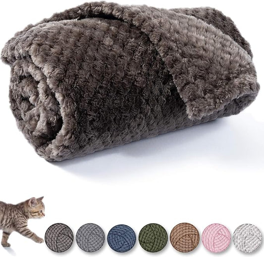 Warm Soft Fuzzy Dog or Cat Blanket, Plush Fleece Throws for Puppy, Kitten, Bed, Couch, Sofa, Travel (L/40" x 48", Dark Grey)