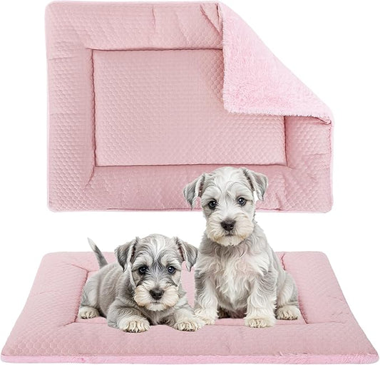 Dog Bed Mat, Crate Pad Reversible,Soft Kennel Pad, Washable Crate Mat (Cool and Warm),Pet Sleeping Mattress for Small Medium Dogs XB009 Pink 30''x20''