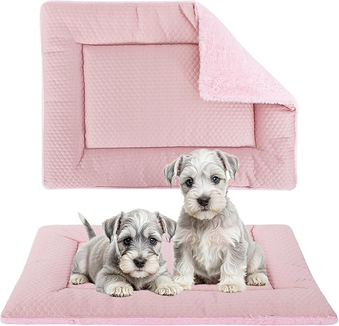 Dog Bed Mat, Crate Pad Reversible,Soft Kennel Pad, Washable Crate Mat (Cool and Warm),Pet Sleeping Mattress for Small Medium Dogs XB009