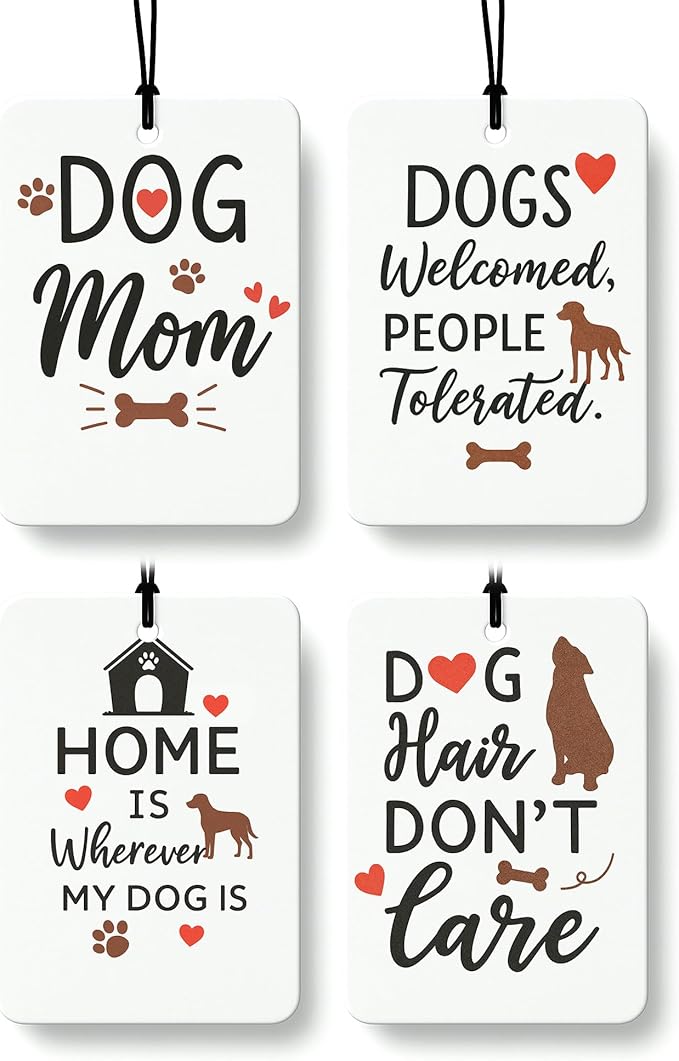 Dog Orange Citrus Car Air Freshener 4pcs, Dog Mom Owner Lovers Gifts, Pet Lovers Gifts Hanging Scents Car Accessories Interior Mirror Decor for Women Men