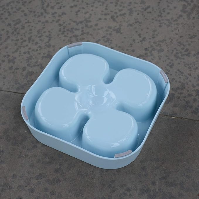 Healthy Slow Feeding Dog Bowl for French Bulldog -Slow Feeder Dog Bowl No Chocking Dog Cat Food Water Bowl with Four-Leaf Clover Pattern (Blue)