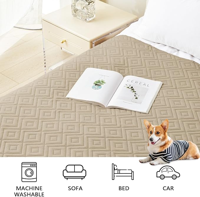 hyha Waterproof Dog Blanket, Soft Pet Bed Blankets, Waterproof Sofa Couch Cover for Dogs Washable, Reversible Pet Couch Covers for Sofa Furniture (68x82 Inch, Taupe/Beige)