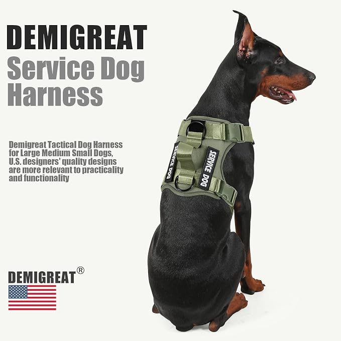 Service Dog Harness, Reflective Dog Vest Harness with 5 PCS Patches, Adjustable Soft Oxford Pet Harness, Inner Layer Mesh, Easy to Control for Small Medium Large Dogs