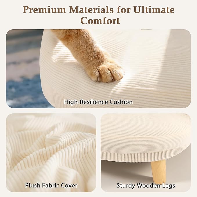 Cat Sofa Furniture-Style Pet Bed with Removable Cotton Velvet Cover, Solid Pine Wood Legs, for Cats and Small Dogs, White
