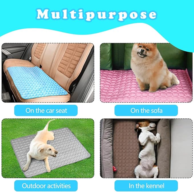 Dog Cooling Mat for Dogs, 59 x 40 Inch Washable Pet Pad, Soft Breathable Dog Bed Mat for Large Dogs, Lightweight Summer Blanket for Crate, Sofa, Floor, Car Seat, Indoor and Travel Use, Brown