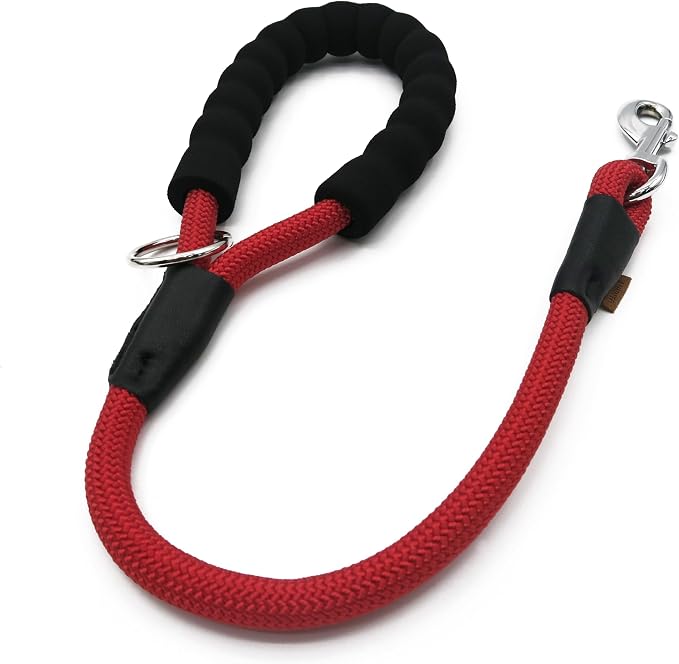 Dog Leash, Braided Rope Traction – Walking Training Lead for Medium/Large Dogs ((1/2") x 2FT, Red)