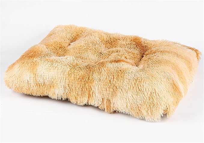 Long Plush Calming Pet Bed Cuddler Pet Bed for Dogs and Cats Fluffy Faux Fur Dog Bed with Anti Slip Bottom Machine Washable Pet Sleep Bed Crate Mat Tie-Dye Brown 2XL