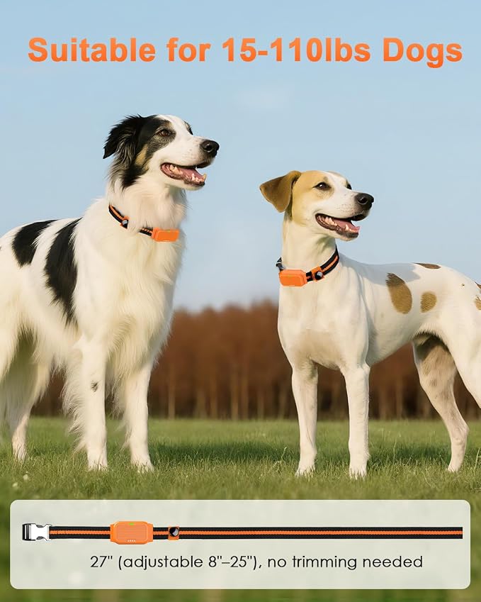 Shock Collar for Dogs, IP67 Waterproof Dog Training Collar with Remote Control, 3 Modes: Beep, Vibration, Safe Static, Rechargeable Adjustable for 15-110lbs Medium Large Dogs