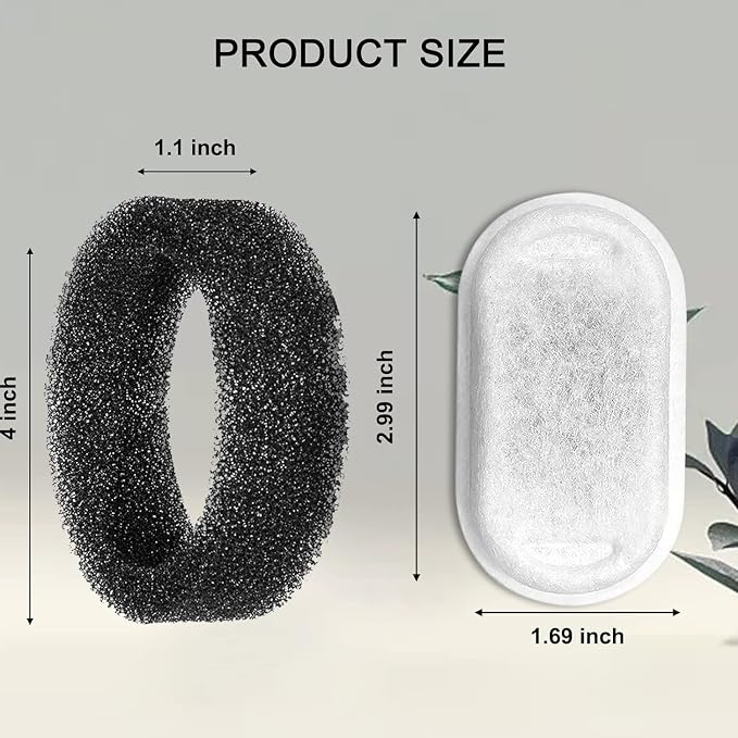 Cat Water Fountain Filters for 108/3.2L& 67oz/2L Stainless Steel Pet Water Dispenser Fountain Filters,8/12/16 Cat Fountain Filter Replacement with 8/12/16 Sponges (24 Filters& 24 Sponges)
