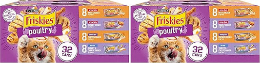 Friskies Purina Gravy Wet Cat Food Variety Pack, Poultry Shreds, Meaty Bits and Prime Filets - 5.5 oz. Cans (Pack of 64)