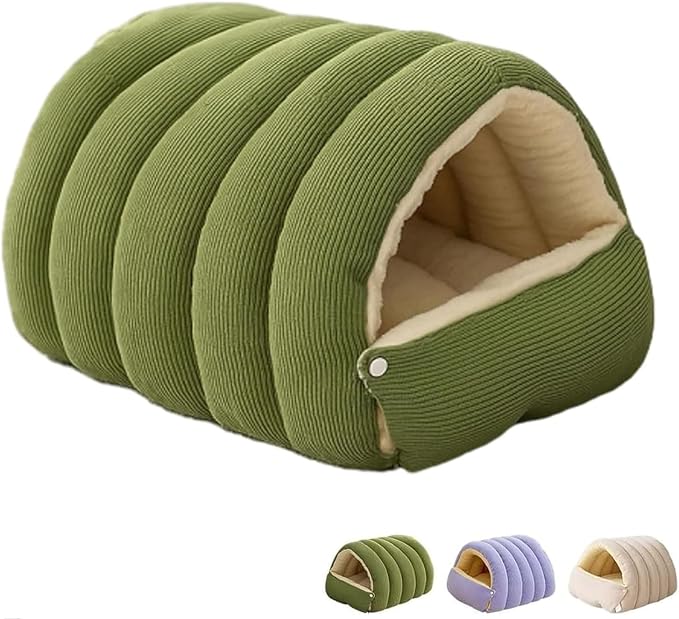 Cozy Monster Cat & Dog Cave, Indoor Washable Hideaway for Pets, Includes Removable Cover and Non-Slip Base. Cave-Style Design Provides a Comfortable Space for Cats and Dogs (Green,Small)