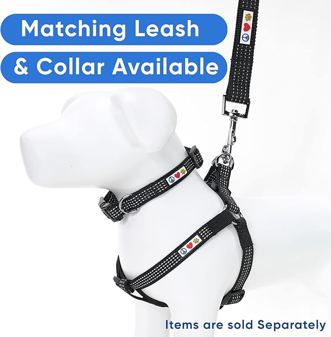 Pawtitas Reflective Step-in Dog Harness – Adjustable No-Pull Vest for Puppies to Seniors, Safe & Comfortable, L Black