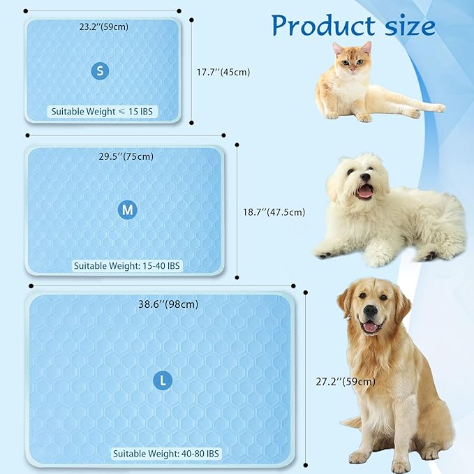SISROL Cooling Mat for Dogs & Cats, Q-Max>0.5 Arc-Chill Fabric Washable Non-Slip Pet Cooling Pad, Thickened Portable Cooling Bed Mats for Indoor & Outdoor, Small Medium Large Pets