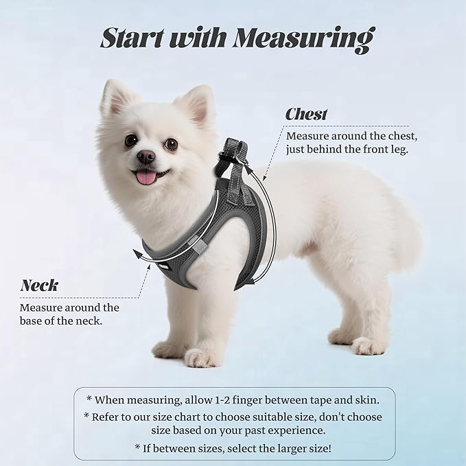 YIMEIS Dog Harness and Leash Set, No Pull Soft Mesh Pet Harness, Reflective Adjustable Puppy Vest for Small Medium Large Dogs, Cats (Gray, X-Small (Pack of 1)