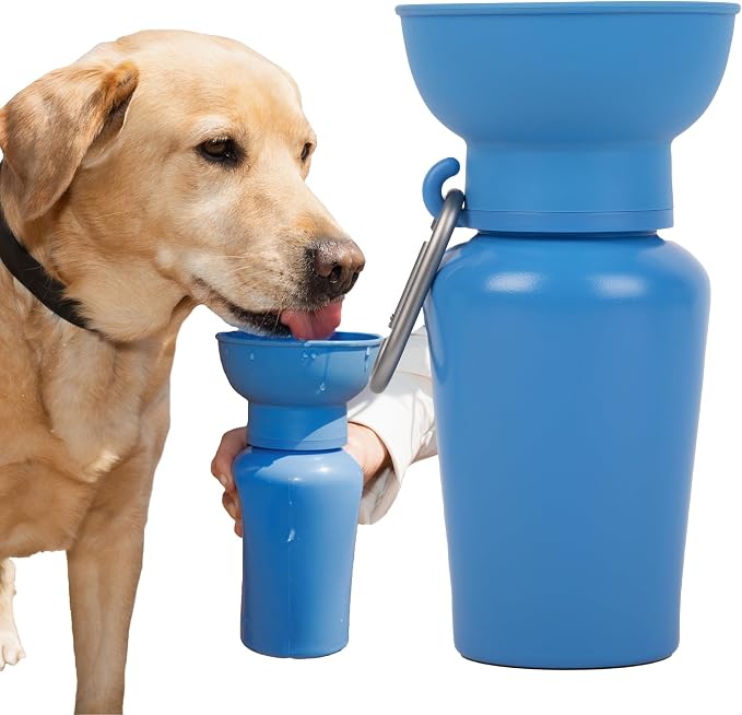 Springer Flip Dog Water Bottle | Portable Drinking Feeder with Foldable Food-Grade Silicone Bowl | One-Hand Squeeze & Leak-Proof | Walking, Hiking & Camping | Puppy Essentials