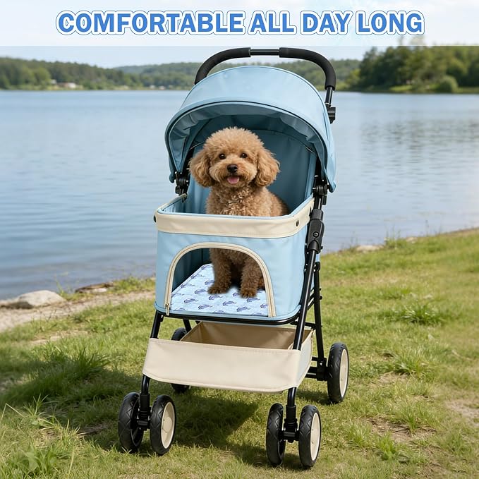 2Pcs Dog Stroller Cooling Mat for Pet Stroller Outdoor Pet Cooling Mat Waterproof Cooling Pad for Small Cat Puppy,Light Color
