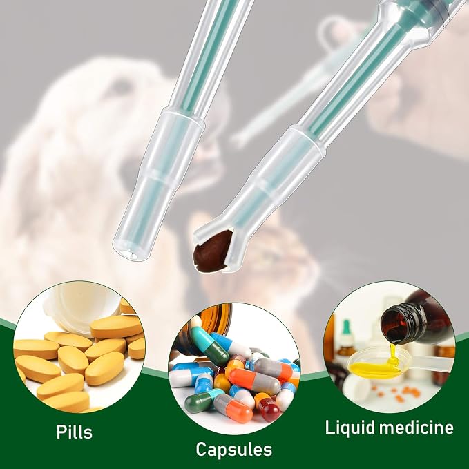Nuanchu 2 Pieces Pet Pill Plunger Popper for Small Cats Dogs Pill Gun Dispenser Shooter Pet Piller Soft Tip Tablet Syringe Pusher Animal Medicine Feeder for Feeding Accessories (Green)