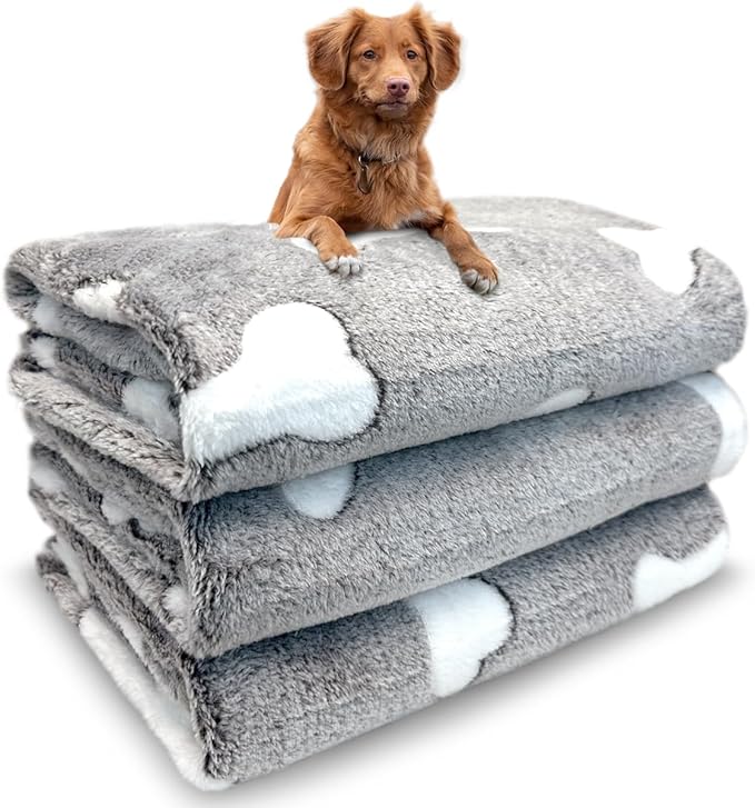 Dog Blankets for Medium Large Dogs, 3 Pack Dog Blanket Washable 41" x 31", Gifts Puppy Essentials, Fuzzy Soft Pet Mat Throw Cover for Kennel Crate Bed, Cat Blanket, Blankets for Dogs, Pet Blanket
