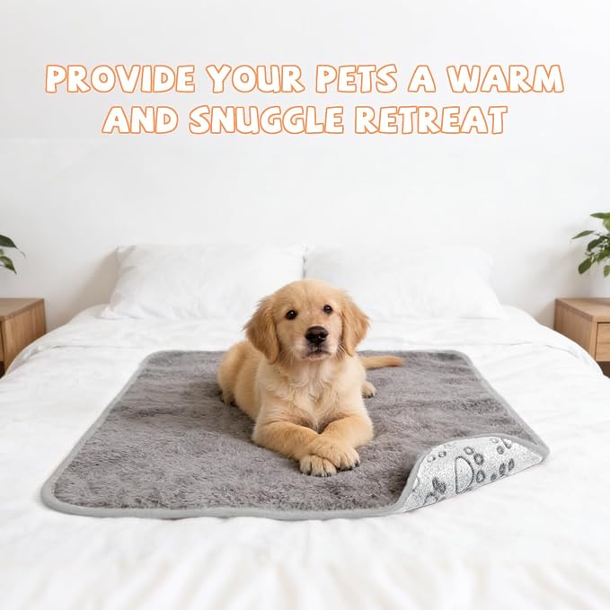 YUEPET Waterproof Dog Blankets, 2 Pack Washable Dog Blankets for Bed Couch Sofa Protector Fleece Flannel Puppy Blanket Soft Plush Reversible Throw Blanket for Small Dogs Cats 23"×16"(Grey)