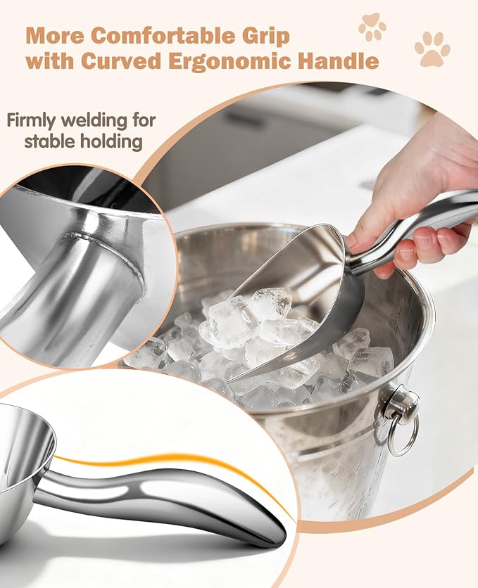Stainless Steel Cat-Dog Food-Scoop Measuring 1-Cup, Pet Food Scoop with Measuring Lines For Dogs, Cats, And Kitchen Use, Dishwasher Safe