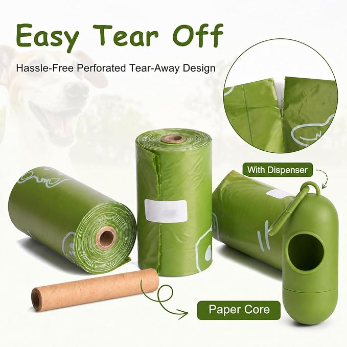 IUI Dog Poop Bags 600 Count Lavender Scented Dog Waste Bags with Dispenser, 13" x 9" Thick Leak-Proof Heavy Duty Large Pet Waste Bags for All Dogs, 30 Refill Rolls (Green)