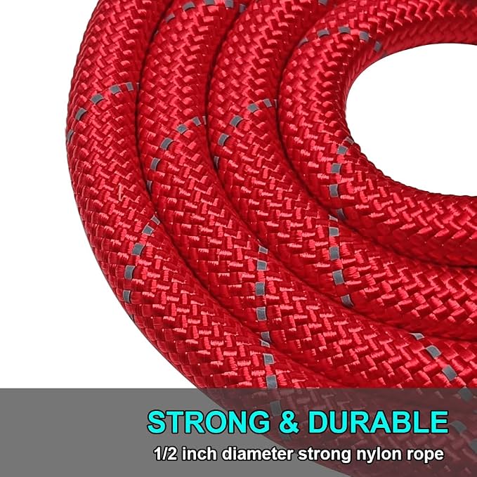 BTINESFUL 6FT Chewproof Dog Leash, Strong Nylon Rope with Anti-Chewing Chain and Padded Handle for Medium Large Dogs Outdoor Training Walking Hiking (red)