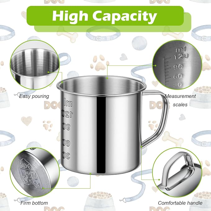 Dog Food Scoop 1/2 Cup,304 Stainless Steel Measuring Cups with Handle Pet Food Scoop Cup Measuring Scoop for Dogs, Cats, Birds & Rabbits – Ideal for Dry Food & Treats (1/2 Cup)