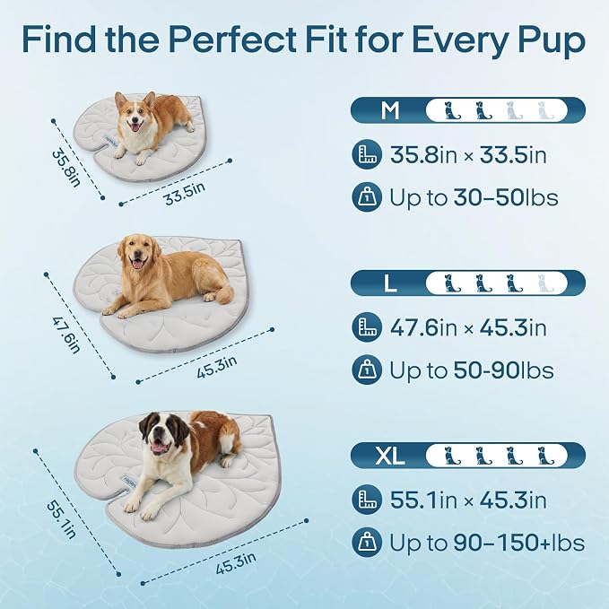 Vagascape Dog Cooling Mat, Washable Pet Cooling Mat, 47" x 45" Thick & Durable Large Cooling Mat for Dogs, Portable Foldable Premium Cooling Pad for Indoor, Outdoor, Travel, Camping, Patio and Beach