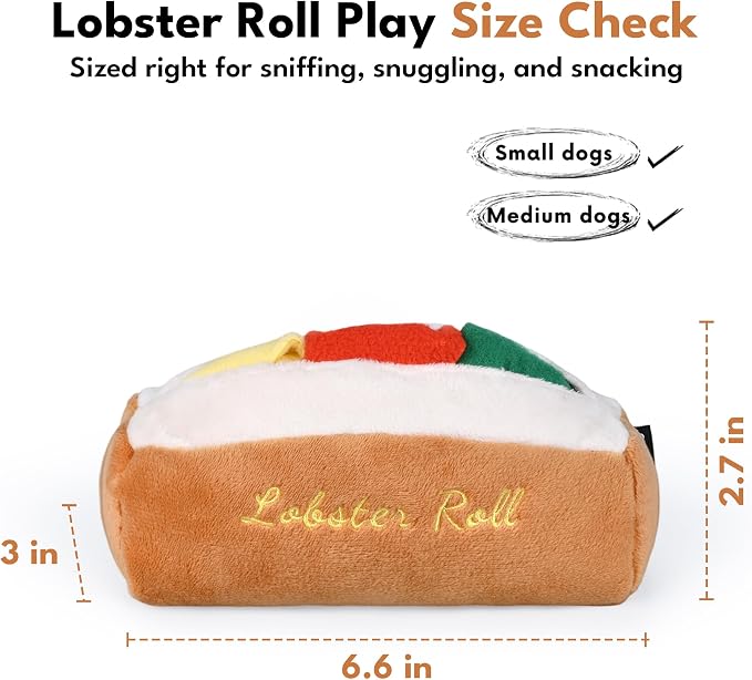 CHEWFFON Lobster Roll Snuffle Dog Toys, Interactive Dog Puzzle & Enrichment Toy for Boredom, Plush Food Toy with Crinkle Paper, Scent Work Foraging for Small Medium Dogs