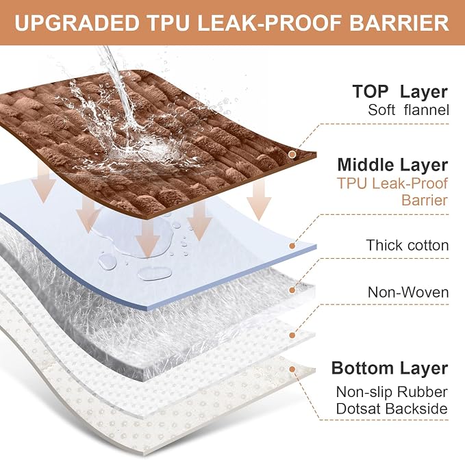 Waterproof Dog Couch Cover, Non Slip Pet Sofa Protector, Thick Fuzzy Couch Cover for Dogs, Machine Washable Furniture Protector, Scratch Resistant Pet Couch Mat(Light Coffee, 28" x 83"/70 x 210cm)