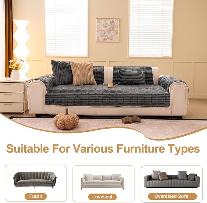 Washable Pet-Friendly Couch Covers for Dogs Fuzzy Pet Sofa Covers Dog Couch Blankets and Cushion Covers for Sofa