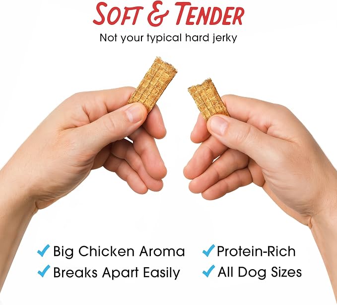 Farmland Traditions Dogs Love Chicken Jerky Dog Treats, Premium Two-Ingredient Dog Jerky with USA-Raised, Human-Grade Chicken & No Antibiotics Ever, 3 Pound (Pack of 1) Bag.