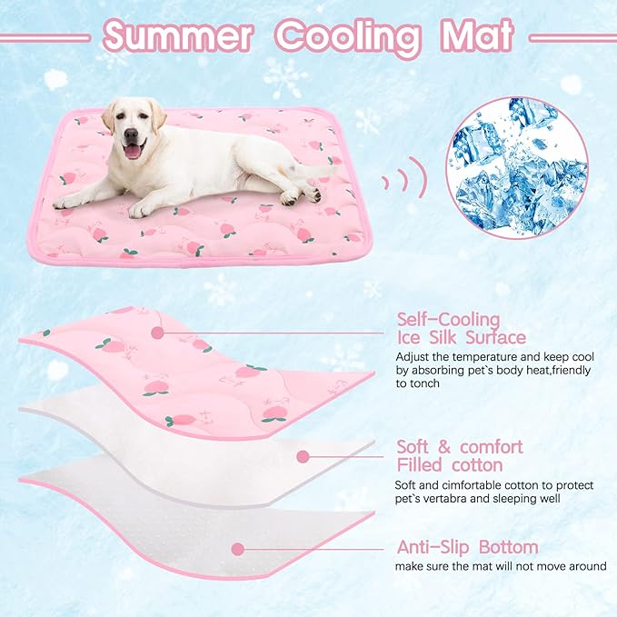 Dog Cooling Mat, Summer Cooling Mat for Dogs, Self Cooling Pad for Small Medium Large Dogs Cats, Non-Toxic Breathable Sleep Bed Summer Pet Bed Puppy Ice Blanket for Kennel Sofa Bed Floor
