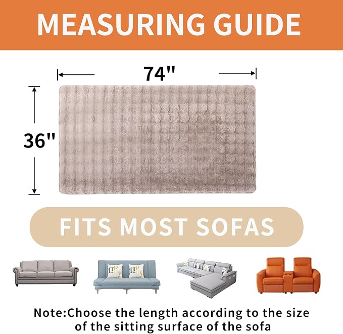 Waterproof Dog Bed Cover Non Slip Couch Covers for Dogs Washable Soft Faux Fur Sofa Cover Couch Covers for 3 Cushion Couch Sofa Pet Friendly (Khaki)