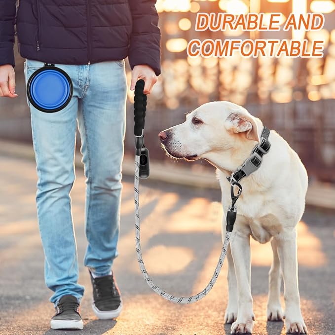 BARKBAY Dog Leashes for Large Dogs Heavy Duty Dog Leash 4/5/6 FT with Comfortable Padded Handle and Highly Reflective Threads for Medium Large Dogs Walking Training Running (4FT-1/2'',Gray)