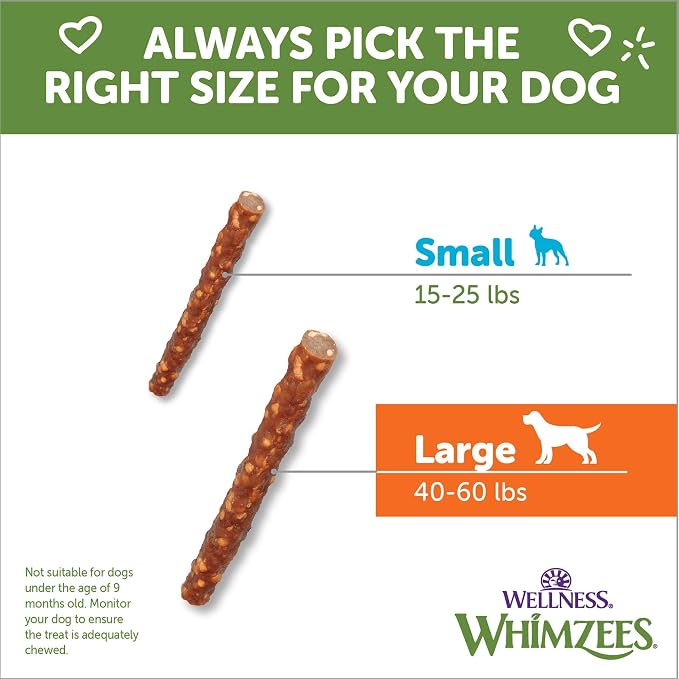 Whimzees Wellness Veggie Sausage Natural Dog Dental Treat, Chews, Freshens Breath, Large Size, 14.81 oz Bag, 7 Count