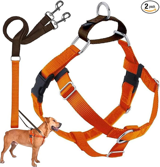 2 Hounds Design Freedom No Pull Dog Harness, Adjustable Harness and Leash Set, Easy Walking & Comfortable Control, Fits Small, Medium & Large Dogs, Solid Colors, Made in USA, 1" MD, Rust