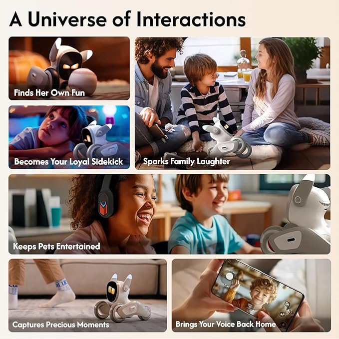 Loona Robot Pet Dog ChatGPT-4o Smart AI-Powered Companion Voice & Gesture Control, Real-Time Interaction Robotics Toys for Kids, Home Monitoring - Includes Charging Dock