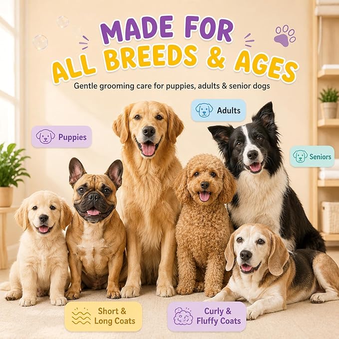 Oatmeal Dog Shampoo and Conditioner for Itchy Skin Relief | Puppy Shampoo for Sensitive Skin 5-in-1 | Cleans, Deodorizes & Detangles | Dog Wash for All Breeds | 16 fl oz | ALFIE'S CHOICE