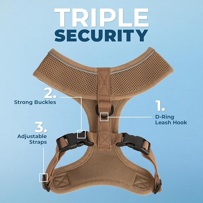 Best Pet Supplies Voyager Aerolite Over the Head Dog Harness, No Pull Breathable Air Mesh Vest, Quick Dry with Reflective Stitching, Adjustable Escape Resistant Harness - Beige, X-Small